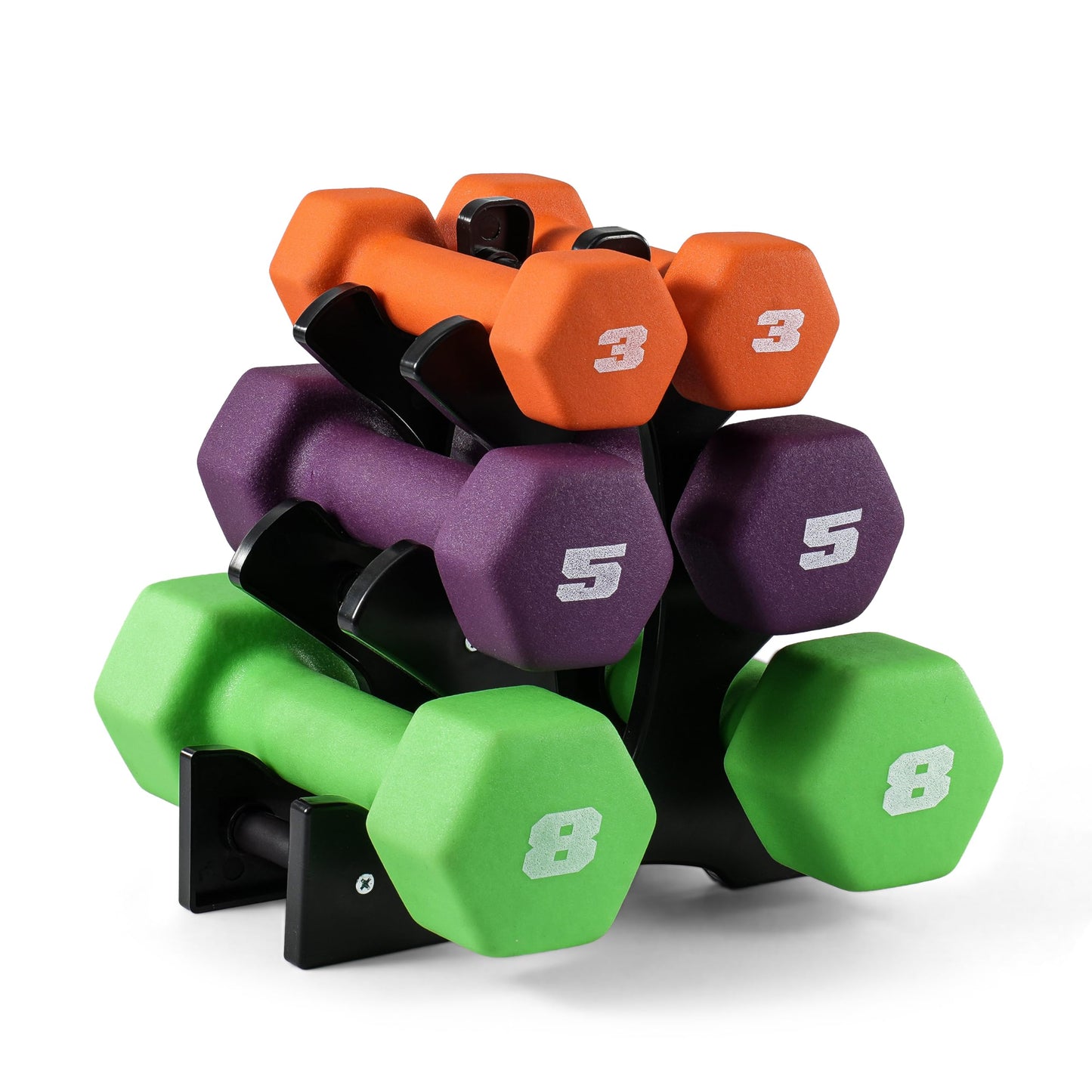CAP Barbell 32 lb Neoprene Dumbbell Set with Rack |Includes 3, 5, 8 lb Pairs