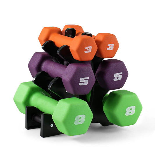 CAP Barbell 32 lb Neoprene Dumbbell Set with Rack |Includes 3, 5, 8 lb Pairs 🍁 All In One Marketplace Canada
