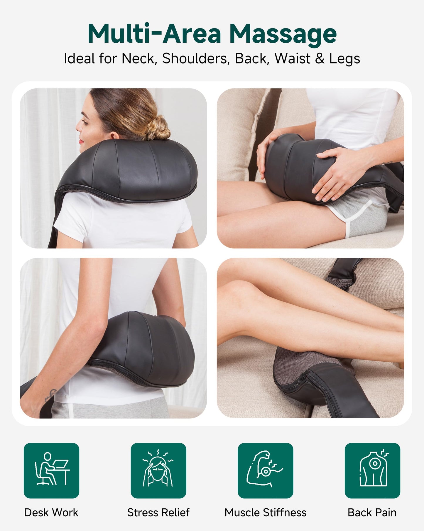 Snailax Shiatsu Neck Massager with Heat, 8 Kneading Nodes for Shoulders 🍁 All In One Marketplace Canada Snailax