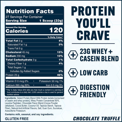 PEScience Select Protein Powder - Whey and Casein Blend, Chocolate Truffle, 27 Servings