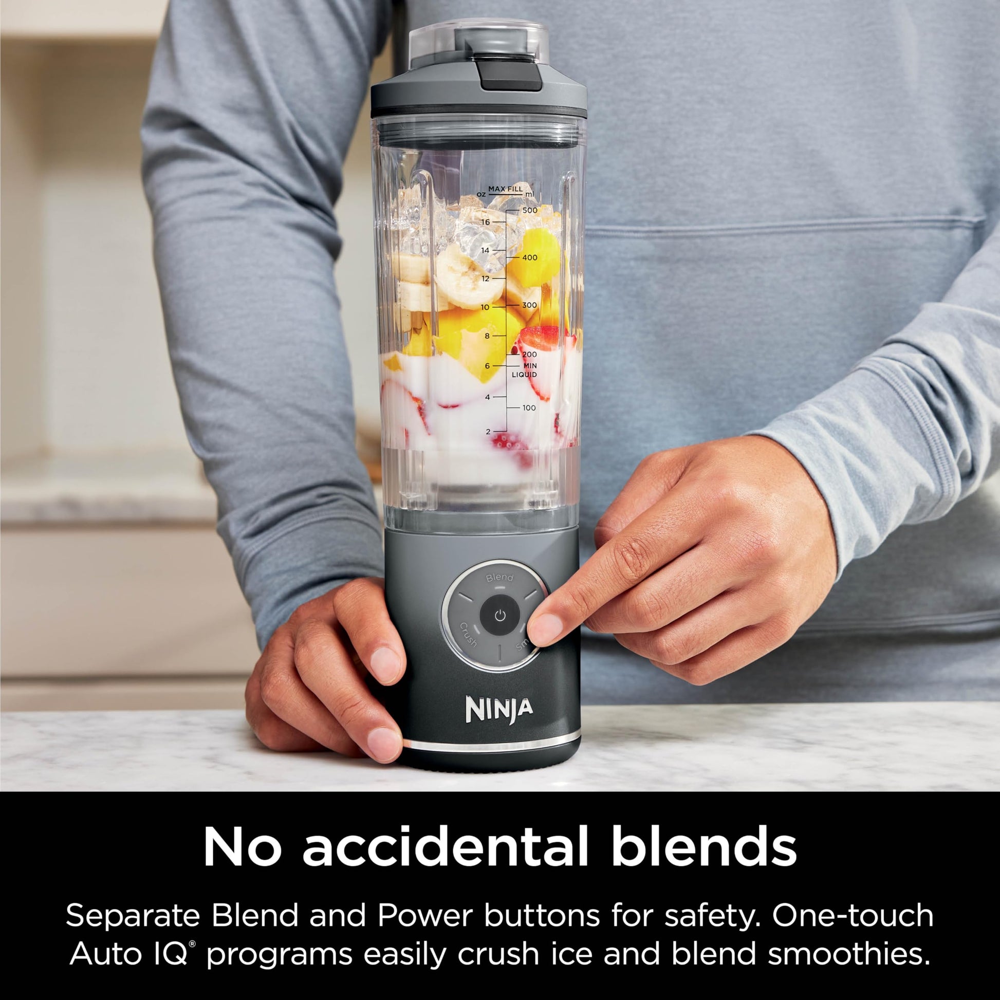 Ninja Blast Max Portable Blender, Twist & Go, 22oz/650mL, Grey, BC251CGY Ninja