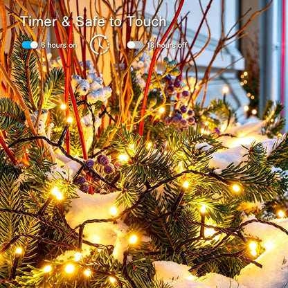 Mewuvn 2Pack 80FT 200 LED Battery Operated Christmas String Lights Outdoor/Indoor, Timer & 8 Modes with Green Wire Christmas Tree Lights, Waterproof Fairy Lights for Xmas Tree Garden(Warm White) 🍁 All In One Marketplace Canada