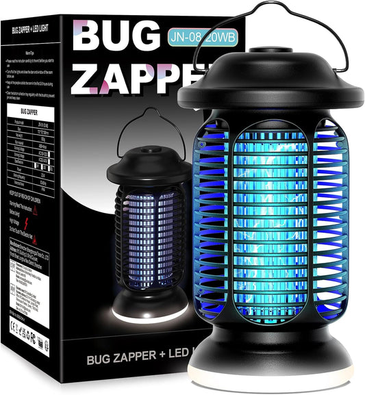 Bug Zapper Outdoor Indoor, Electric Mosquito Zapper Waterproof with LED Light, 18W Power & 4000V High-Voltage, Coverage Area of 1/2-1 Acre, 5.5ft Cord, Plug-in Fly Trap for Patio Backyard Garden