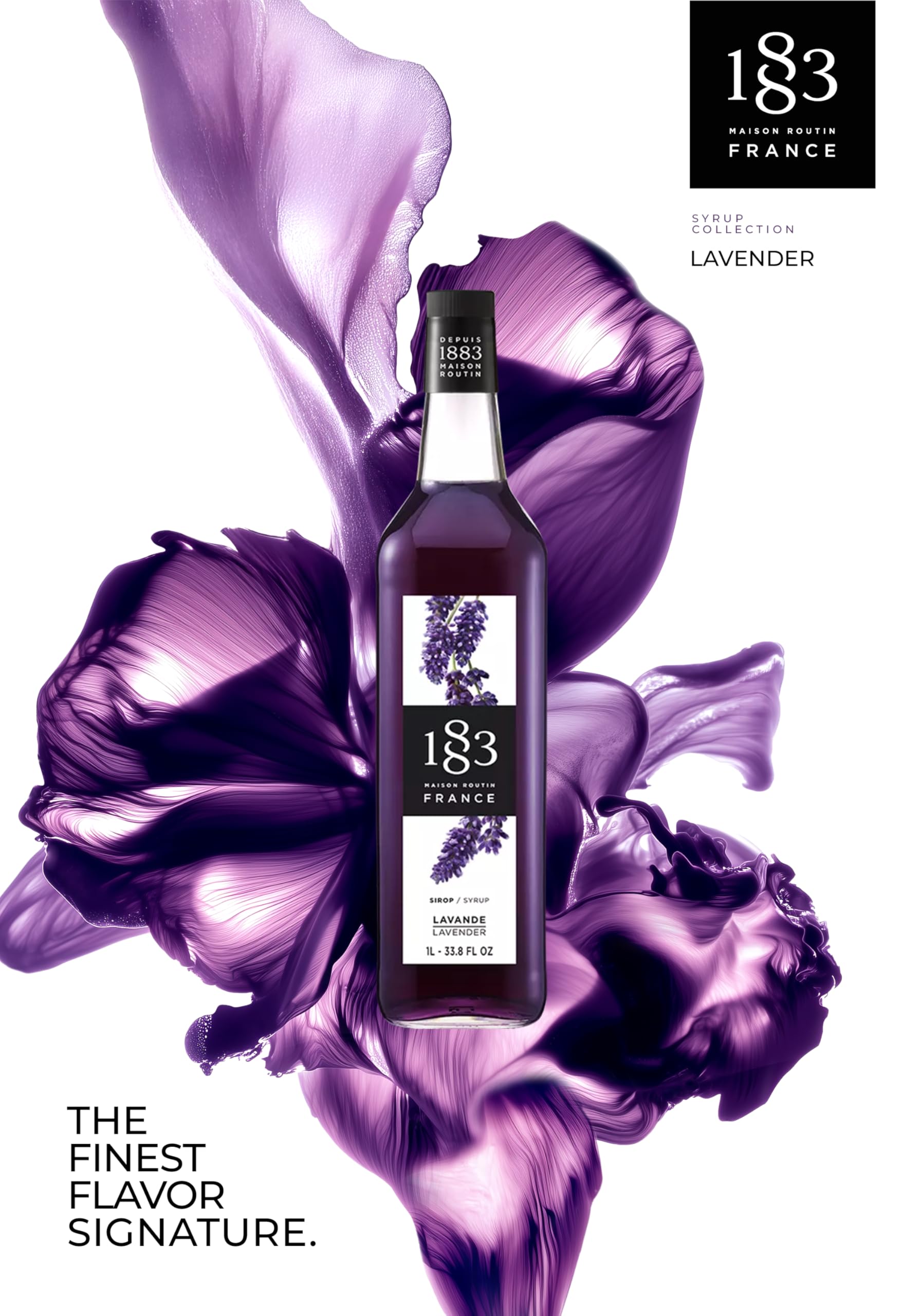 1883 Lavender Syrup, 1L Glass 1883 MAISON ROUTIN