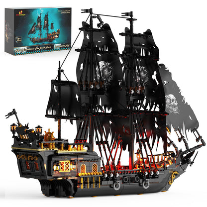 JMBricklayer Black Pirate Ship Model Building Set with Lights for Adults 🍁 All In One Marketplace Canada