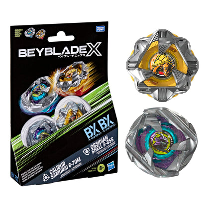 Beyblade X Calibur Samurai 6-70M BX & Obsidian Shell 3-85S BX Takara Tomy Dual Pack Set with 2 Right-Spinning Tops, Battling Tops Game Toys, Ages 8+ BEYBLADE