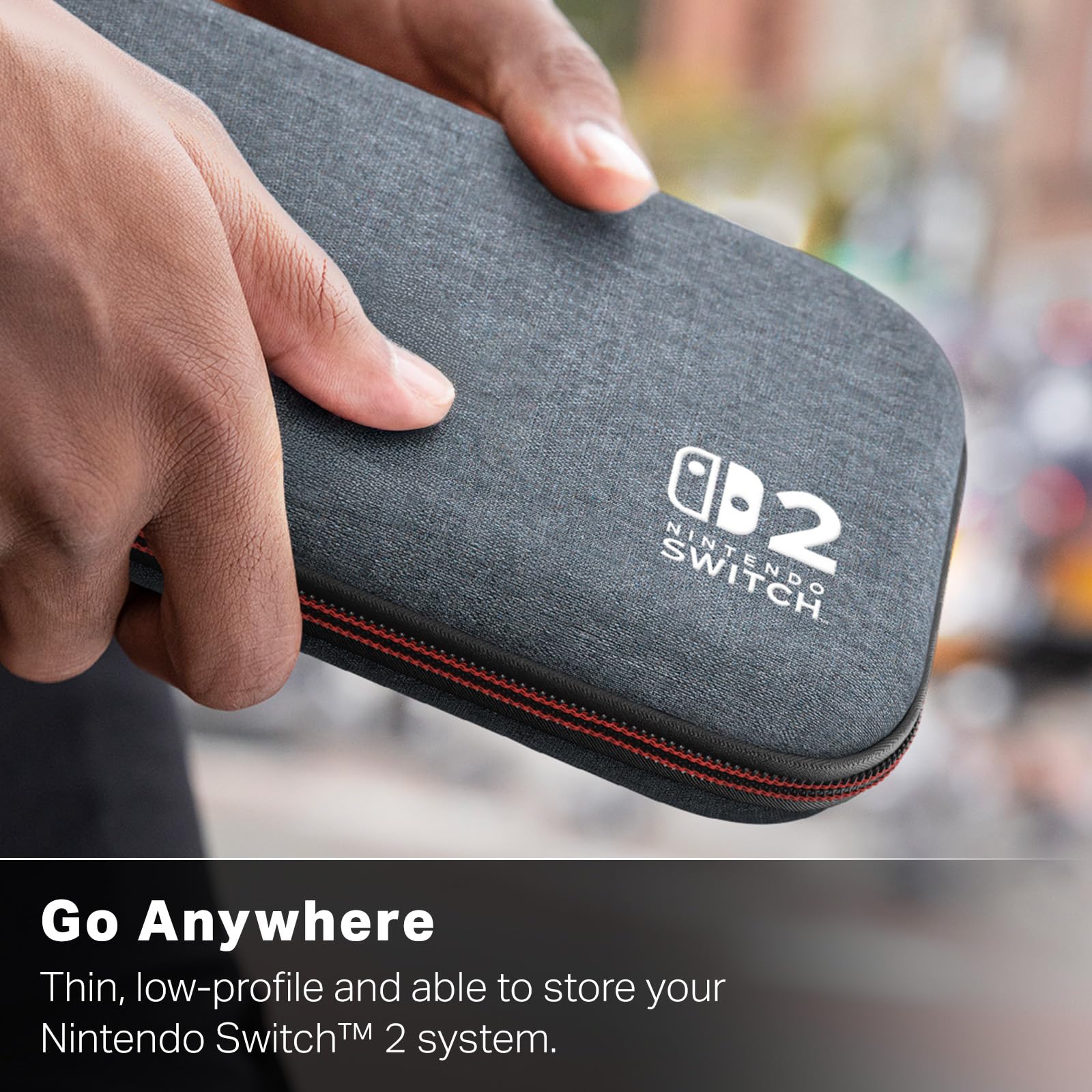 PowerA Slim Case for Nintendo Switch 2 - Dark Heather Grey, Officially Licensed, Protective Case, Holds 10 Game Cards, Padded Screen Protector, Built-in Play Stand