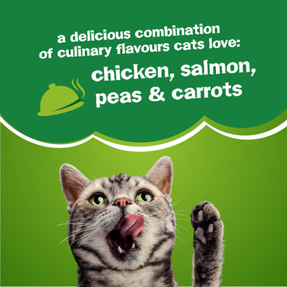 Friskies Sizzlin’ Sup-Purr Dry Cat Food, Flavours of Chicken, Salmon, Peas & Carrots - 7.26 kg Bag (1 Pack)