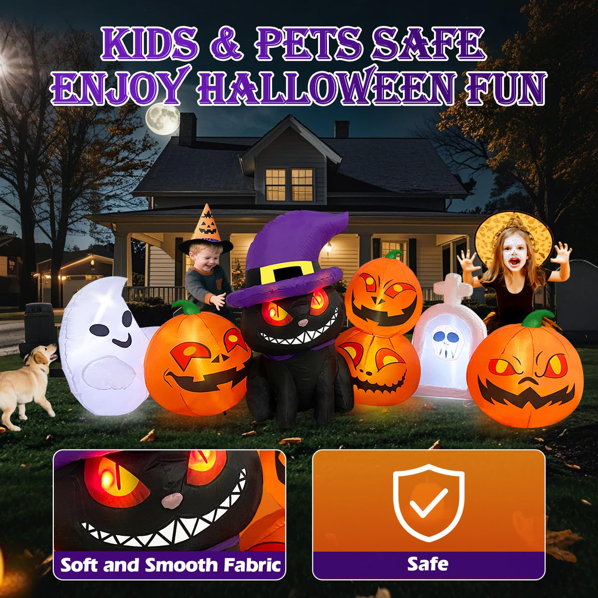 Danxilu 8FT Halloween Inflatables Outdoor Decorations Blow Up Pumpkin & Cat 🍁 All In One Marketplace Canada