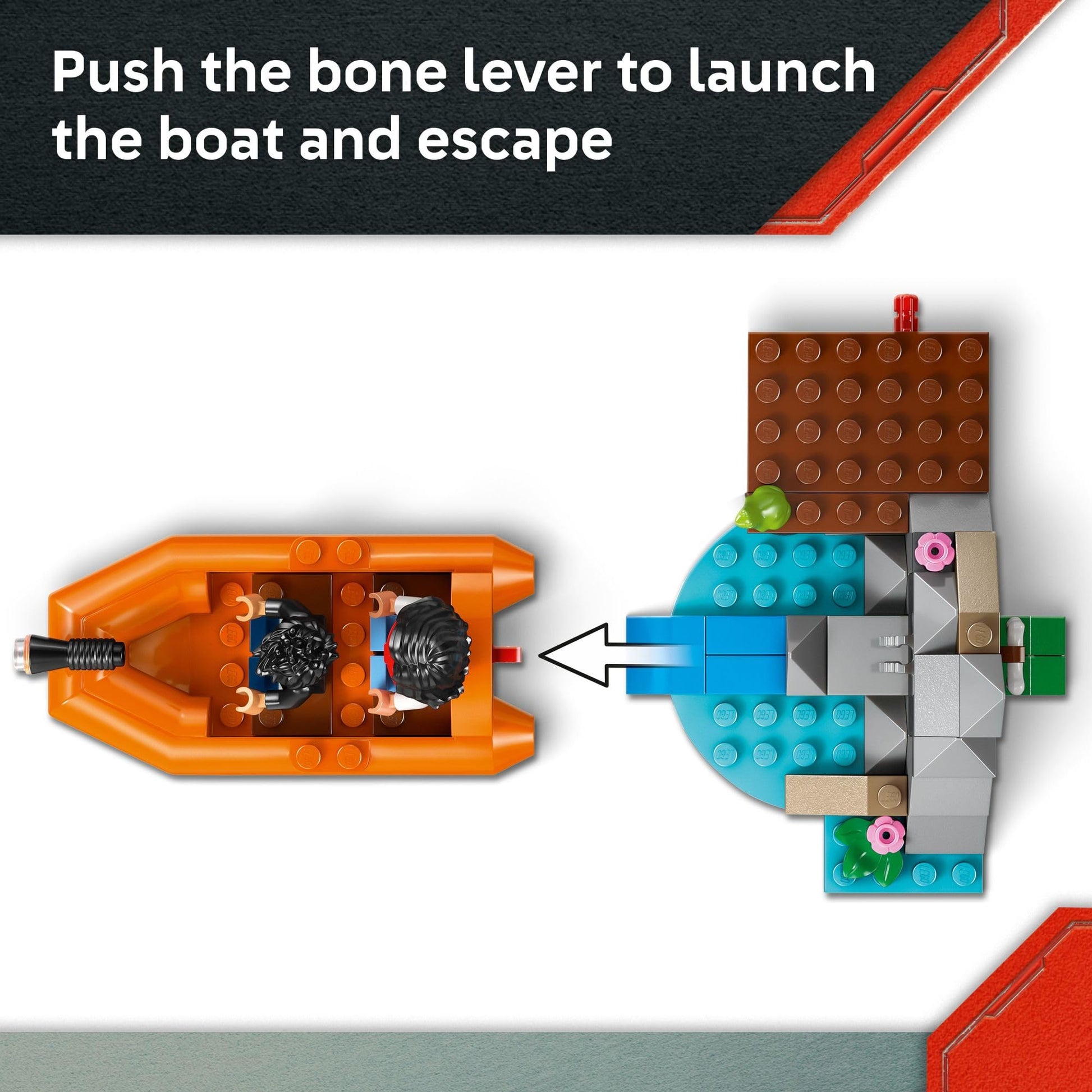 LEGO Jurassic World T. rex River Escape - Dinosaur Toy for Kids, Boys, and Girls, Ages 5-7 - Jurassic World Toy Boat and LEGO Minifigures - Creative Dinosaur Gift for Movie Fans - 76975 LEGO