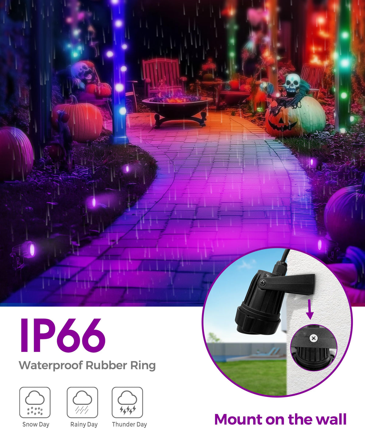L LOHAS LED Halloween Lights Outdoor, Orange and Purple Spotlight 5W 🍁 All In One Marketplace Canada