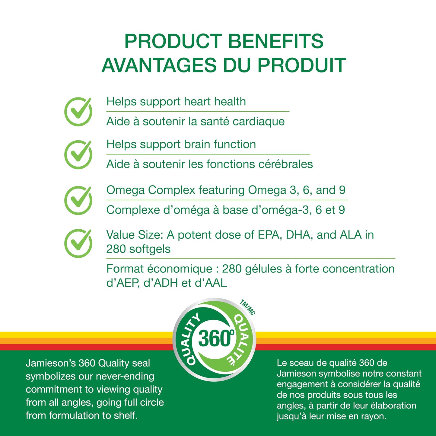 Jamieson Omega 3-6-9 Softgels, Value Size, with Fish Oil, Borage Oil, Flaxseed Oil, Providing EPA, DHA, and ALA. Supports Heart and Brain Health, 280 Count, Proudly Canadian - Available at All In One Marketplace Canada