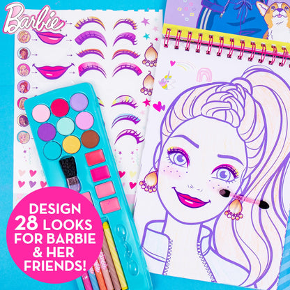 Barbie Makeup Artist Magazine, Create Your Own Hair & Makeup Looks Using Stencils, Stickers, Crayons, Pretend Makeup, Barbie Toys, Barbie Craft Kits, Drawing Kit, 6 Year Old Girl Birthday Gift Horizon Group USA