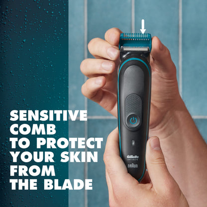Gillette Intimate Men's Pubic Trimmer, 100% Waterproof for Wet & Dry Use with German-engineered Lifetime Sharp Blades, 100-minute Runtime from a Single Charge