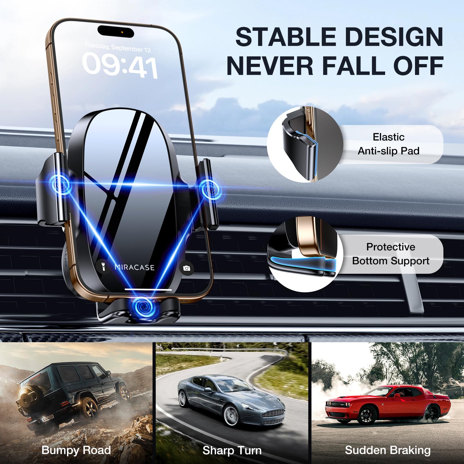 Miracase Phone Holder for Car Vent【2026 Wider Clamp & Metal Hook】 Car Phone Holder Mount for Vent Clip Hand Free Cell Phone Car Mount for iPhone 17 Pro Max 16 15 14 13 12 Samsung S25 Car Accesorries - Available at All In One Marketplace Canada
