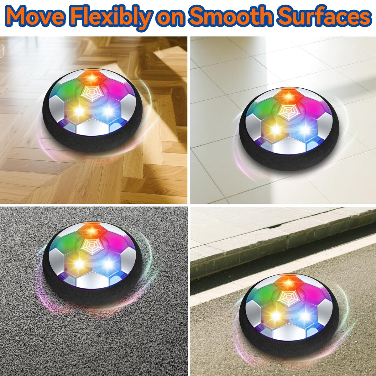 KEVOEGS 3 in 1 Hover Hockey Soccer Ball Set, Toddler Kids Toys with LED Lights & 2 Goals, Indoor Outdoor Toy for 3 4 5 6 7 8 10 11 12 Year Old Boys Girls, Sports Games Perfect Christmas Birthday Gifts 🍁 All In One Marketplace Canada