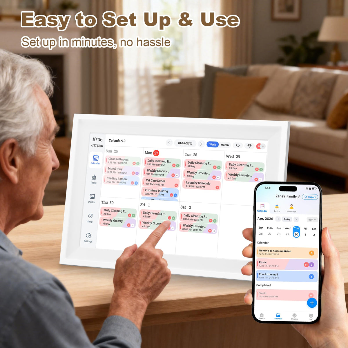 Telonixium Smart Digital Calendar, 10.1" Touch Screen Family Planner 🍁 All In One Marketplace Canada