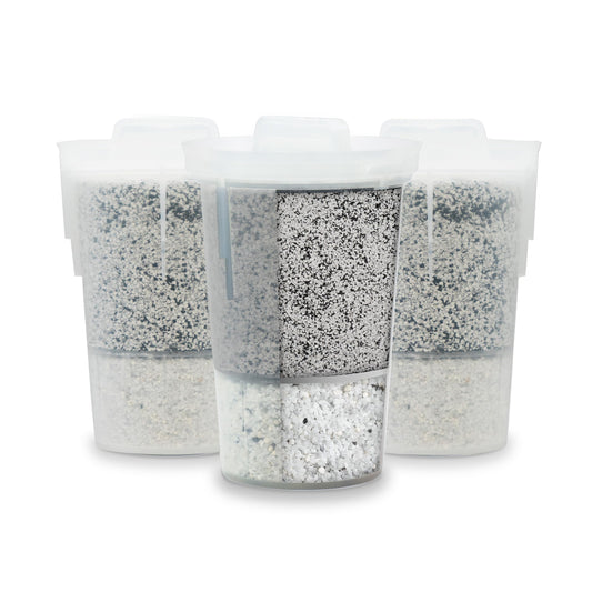 Santevia MINA Alkaline Fluoride Water Filter Value Pack | 3-Pack At Home Water Pitcher Filter Adds Minerals and Makes Alkaline Water | Fluoride, Chlorine & Lead Filteration | American Filtration Media