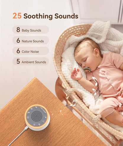Dreamegg D1 Nova Sound Machine - White Noise Machine Alarm Clock with 25 Soothing Sounds, 10 Night Lights for Baby Adult, Dimmable, 7 Alarm Sounds, Timer, Noise Machine for Sleeping, Bedroom, Travel - Available at All In One Marketplace Canada