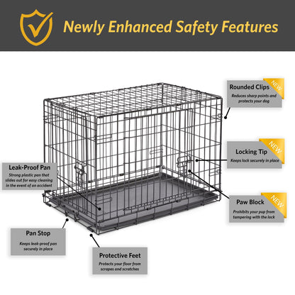 MidWest Homes for Pets 30-Inch New World Crate for Medium Breeds, 21-40 lbs, Double Door Folding Dog Crate, Leak-Proof Tray & Secure Latches, Portable, Durable & Easy to Assemble 🍁 All In One Marketplace Canada