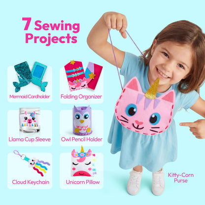 Klever Kits 7 Sewing Projects- My First Felt Sewing Kit- Easy DIY Wildlife Artworks of Unicorn Pillow and Mermaid Card Holder, Christmas Birthday Gifts for Girl, Crafts for Kids 4 5 6 7 8 🍁 All In One Marketplace Canada