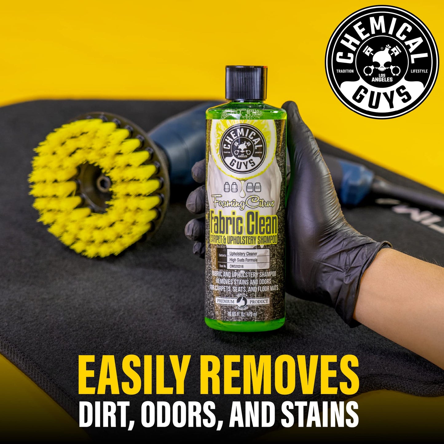 Chemical Guys Foaming Citrus Fabric Clean Carpet And Upholstery Shampoo And Odor Eliminator, Safe for Cars, Trucks, SUVs, Motorcycles, RVs & More, 473 ml, 2 Pack