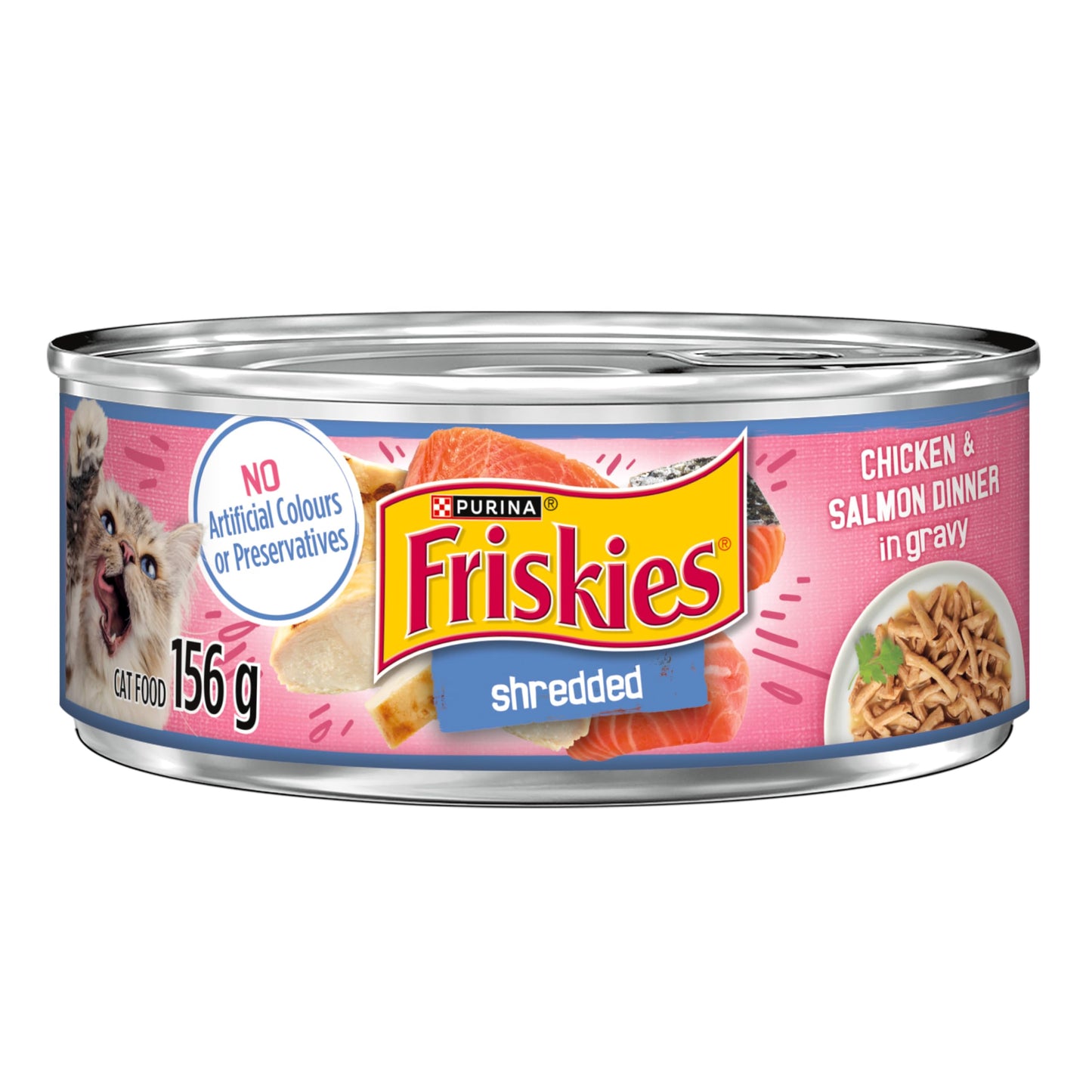 Friskies Wet Cat Food, Shredded Chicken & Salmon Dinner 156g (24 Pack) Friskies