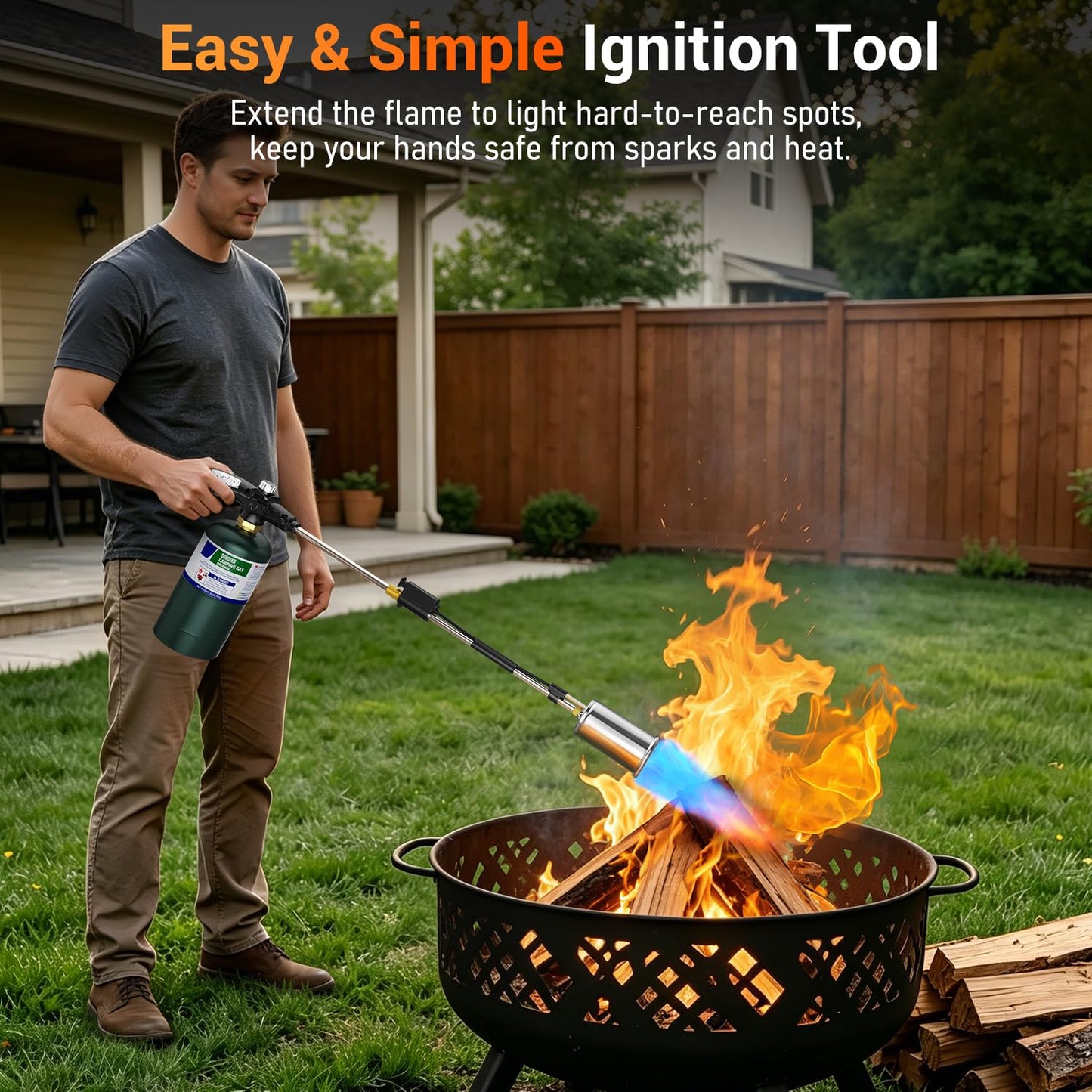 Sondiko Propane Torch Weed Burner, Ideal Weed Torch, Gas Welding Equipment, Heavy Duty Blow Torch with Turbo Trigger for Garden Stumps Wood Snow and Roofing