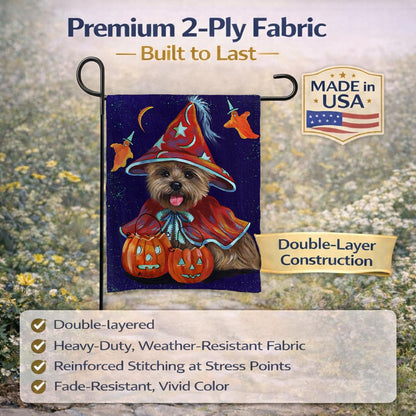 Drapeau de jardin extérieur Caroline's Treasures PPP3061GF Cairn Terrier sorcière d'Halloween, multicolore