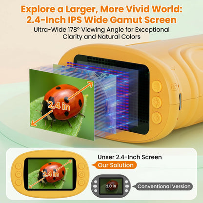 OAEBLLE Kids Microscope, 1000X 4K Digital Microscope with 2.4″ IPS Screen & 8 LED, USB Rechargeable, STEM Science Learning Kit Toys, Great Gift for Boys and Girls Aged 4-12