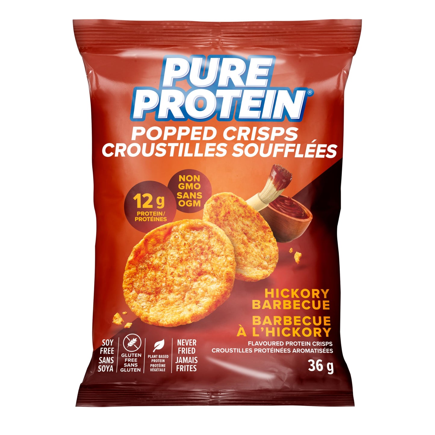 Pure Protein Popped Crisps Hickory BBQ - 12g Protein Per Bag, 8-Pack