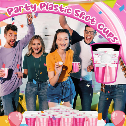 100 Pack 12oz Pink Plastic Party Cups in Light and Hot Pink 🍁 All In One Marketplace Canada