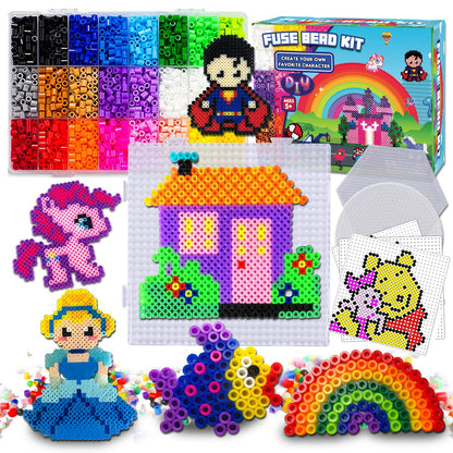Fuse Beads Kit - 5500PCS 5mm 24 Colors Beads Craft for Girls Age 5-12 Year Old,Beads Kids Toys Set DIY Gift for Kid Arts and Crafts Bead Snap Toys 5+ Aged Girls Gifts Christmas Birthday Teens Gift 🍁 All In One Marketplace Canada