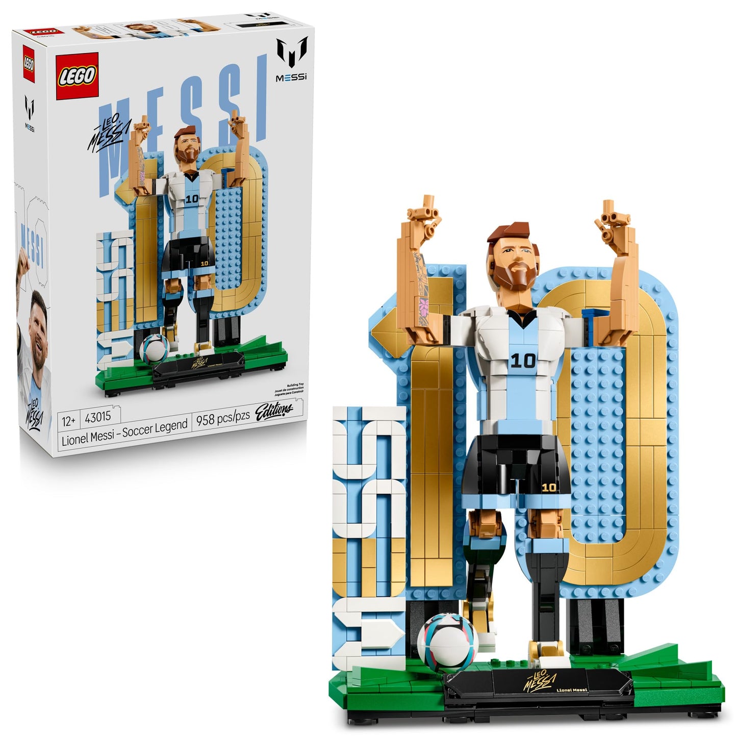 LEGO Editions Lionel Messi – Soccer Legend - Building Set for Boys & Girls, Ages 12+ - Collectible Soccer Gift with Plaque - Kids Bedroom or Shelf Decor - 43015 LEGO