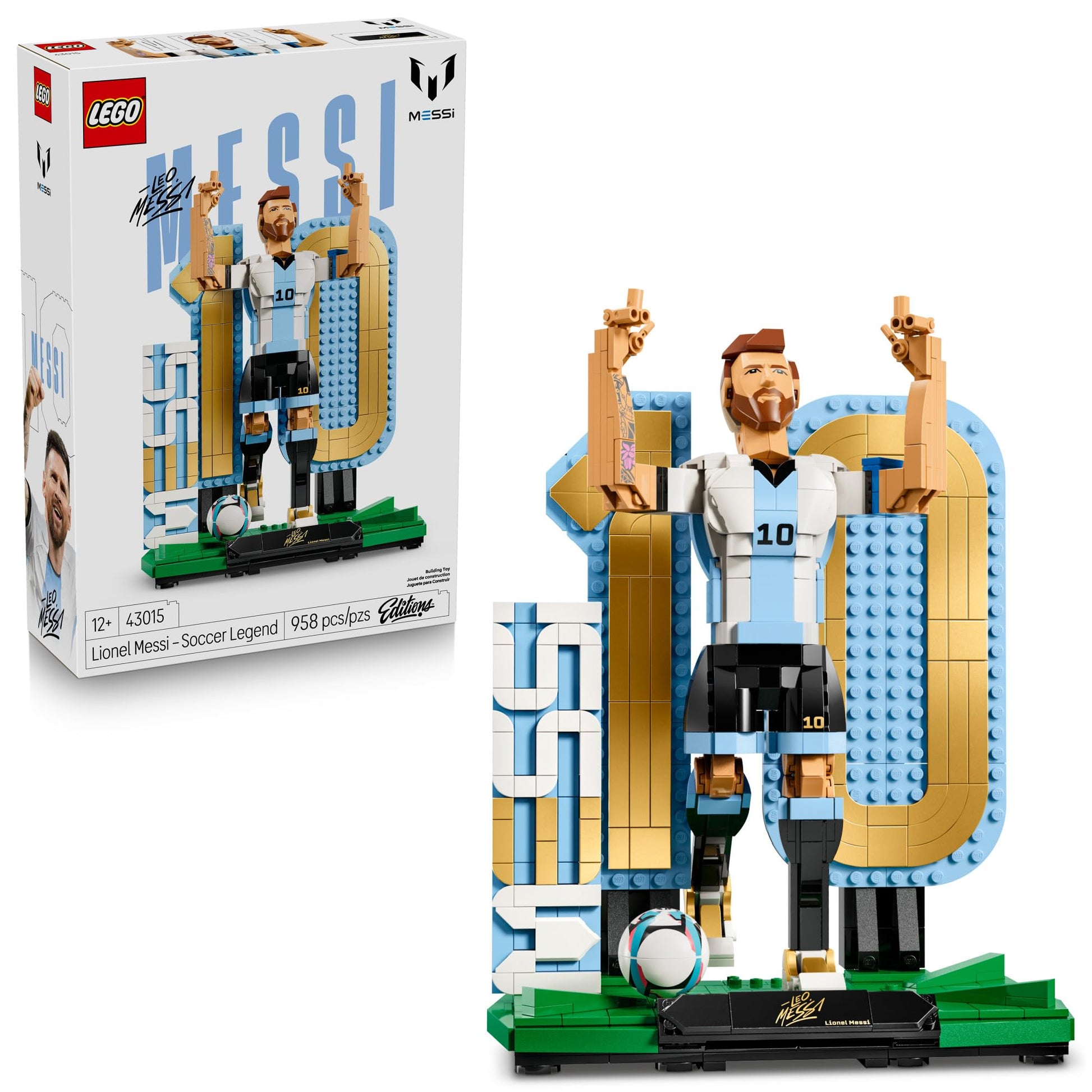 LEGO Editions Lionel Messi – Soccer Legend - Building Set for Boys & Girls, Ages 12+ - Collectible Soccer Gift with Plaque - Kids Bedroom or Shelf Decor - 43015 LEGO