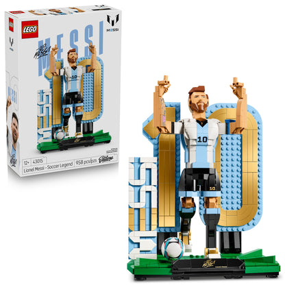 LEGO Editions Lionel Messi – Soccer Legend - Building Set for Boys & Girls, Ages 12+ - Collectible Soccer Gift with Plaque - Kids Bedroom or Shelf Decor - 43015 LEGO