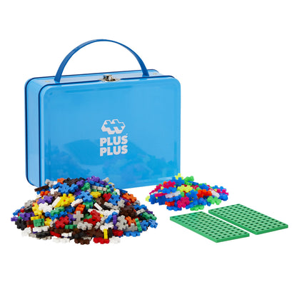 PLUS PLUS - 600 Pcs 12 x 20 mm Blue Metal Travel Case Building Blocks PLUS PLUS