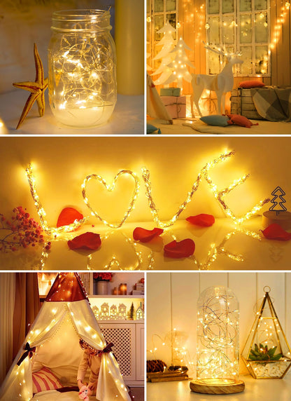 12 Pack LED Fairy Lights Battery Operated String Lights - 7 ft 20 LED Firefly Silver Wire Lights for DIY Wedding Party Bedroom Patio Christmas, Warm White 🍁 All In One Marketplace Canada
