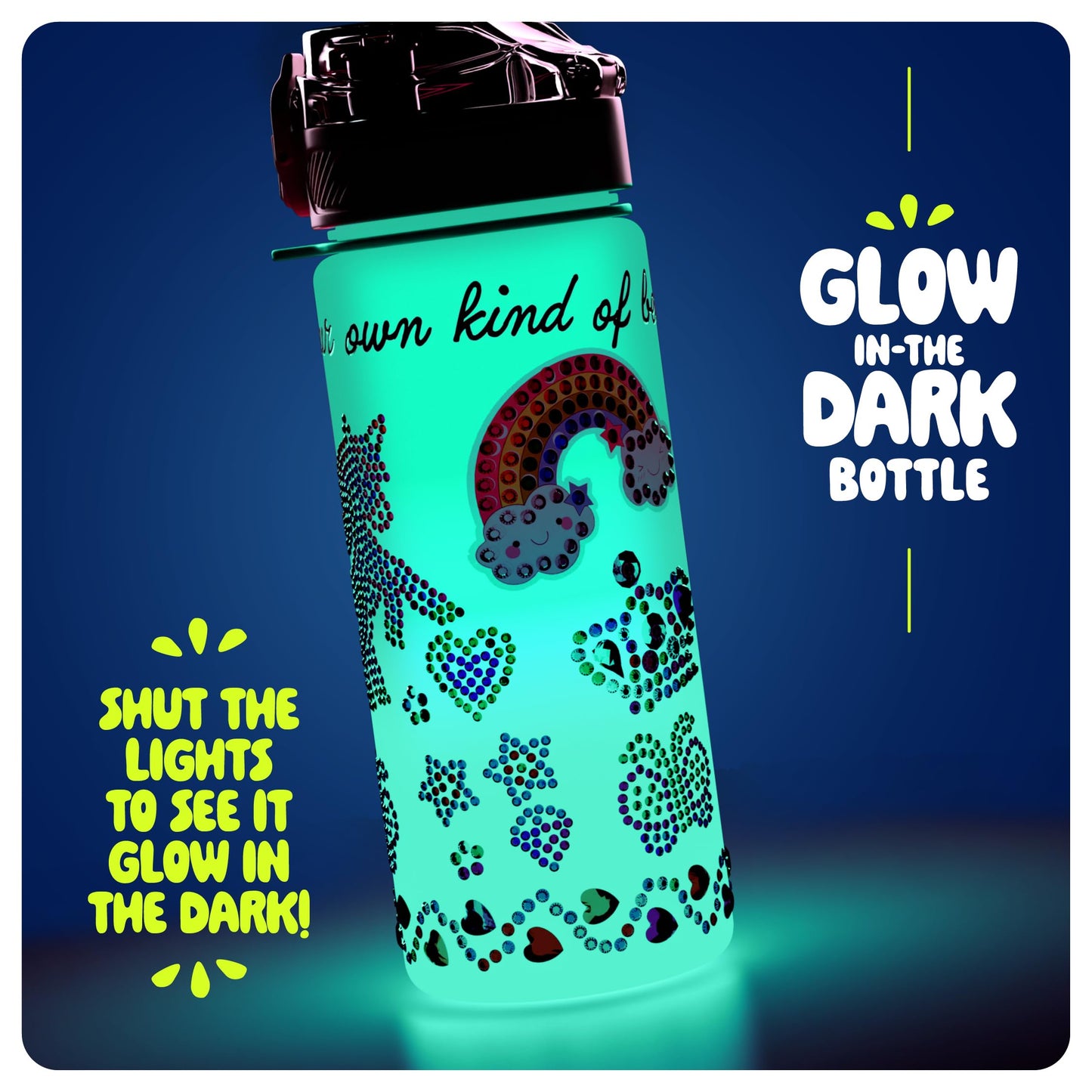 Decorate Your Own Glow-in-the-dark Water Bottle Kit for Girls - 6 7 8 Year Old Girl Birthday Gift Ideas - Gifts for Girls Ages 6-7 6-8 - Arts and Crafts for Kids Age 6-8 - Unicorn Mermaid Toys - Available at All In One Marketplace Canada