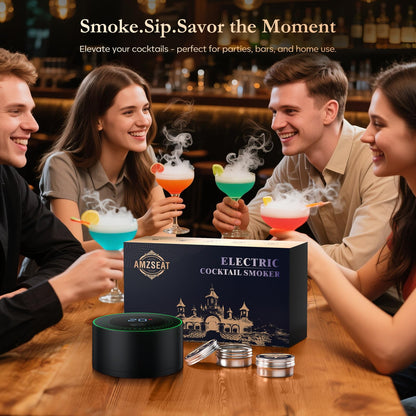AMZSEAT Electric Whiskey Smoker Kit-Rechargeable Cocktail Smoker Set with 6 Wood Chips-Unique Bourbon Ideal Christmas, Birthday, Gifts for Men, Dad, Husband-Dusk Black 🍁 All In One Marketplace Canada