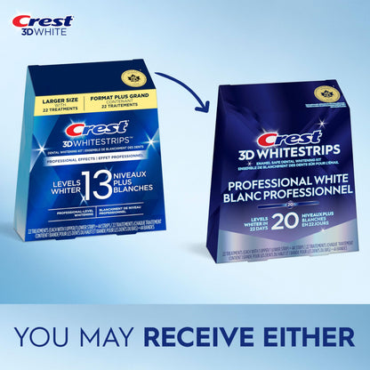 Crest 3D Whitestrips Professional White At-Home Teeth Whitening Kit, 22 Treatments, 20 Levels Whiter