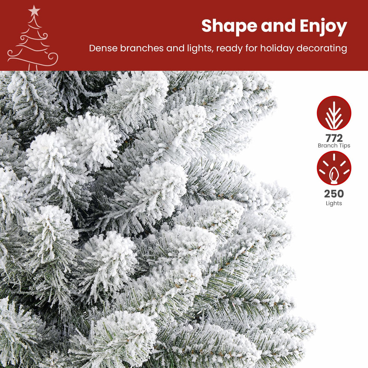 SHareconn 6ft Snow Flocked Spruce Pre-lit Artificial Christmas Tree, White 🍁 All In One Marketplace Canada
