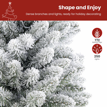 SHareconn 6ft Snow Flocked Spruce Pre-lit Artificial Christmas Tree, White 🍁 All In One Marketplace Canada