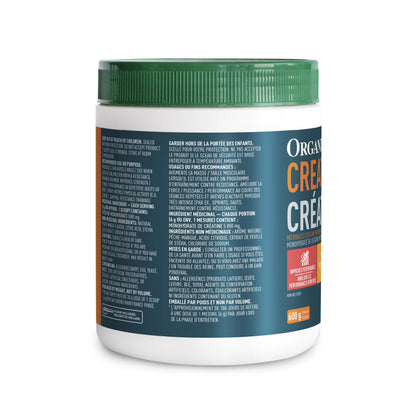 Organika Canadian-Made Creatine Powder- Peach Mango- Pure Micronized Creatine Monohydrate - Helps Build Lean Muscle, Increase Strength, and Improved Recovery and Performance for Men and Women - 600g