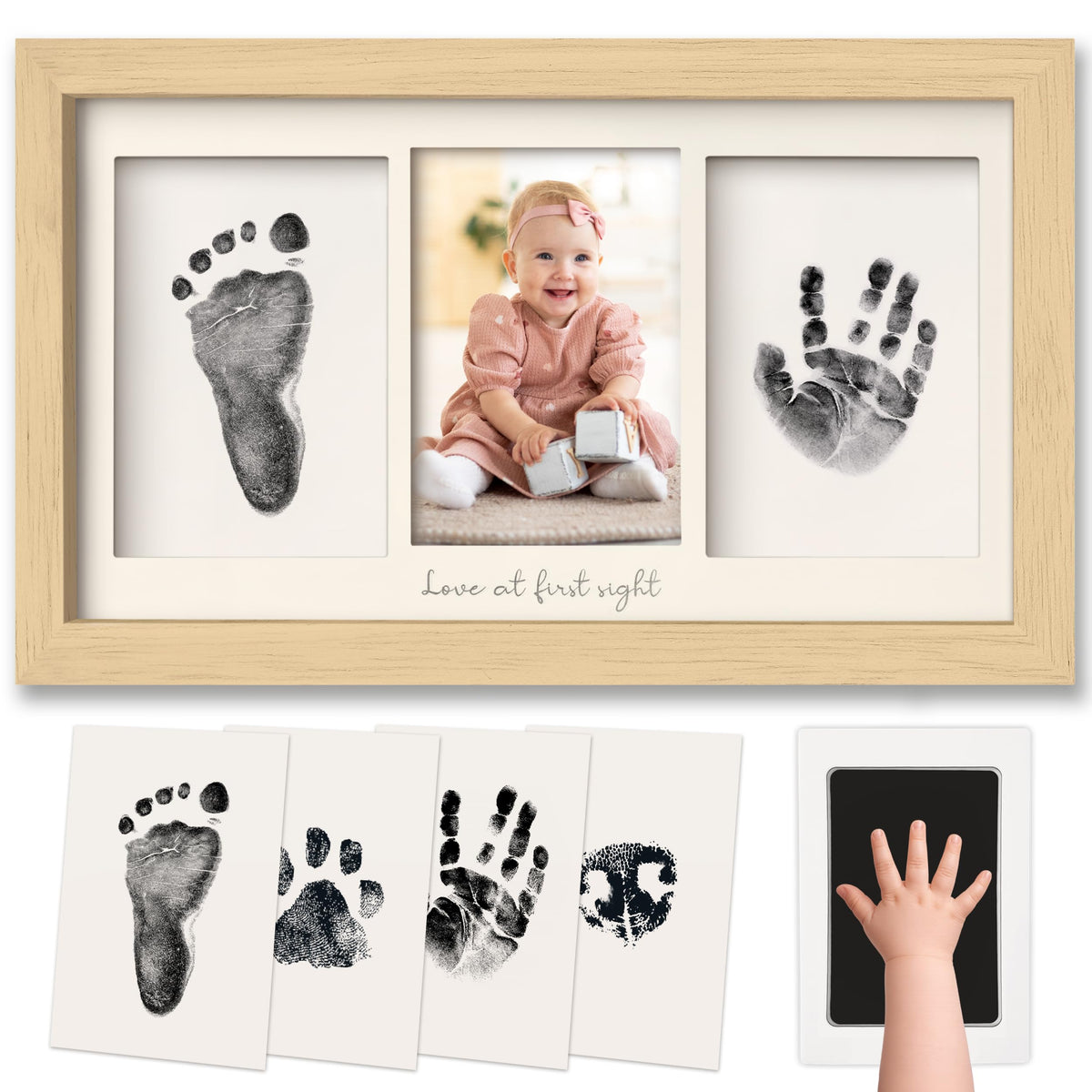 Inkless Hand and Footprint Kit, Boy Girl Newborn Keepsake (Ash Wood) 🍁 All In One Marketplace Canada