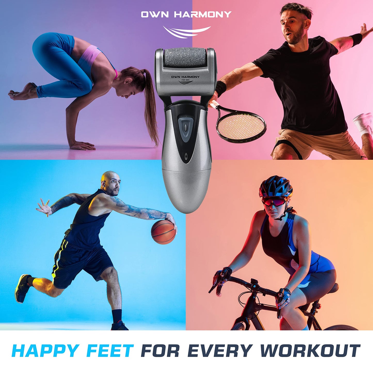 Callus Remover: Electric Rechargeable Pedicure Tools for Men/Women by Own Harmony w 3 Rollers (Tested Powerful) Best Foot File,Professional Spa Electronic Micro Pedi Feet Care Perfect for Cracked Skin