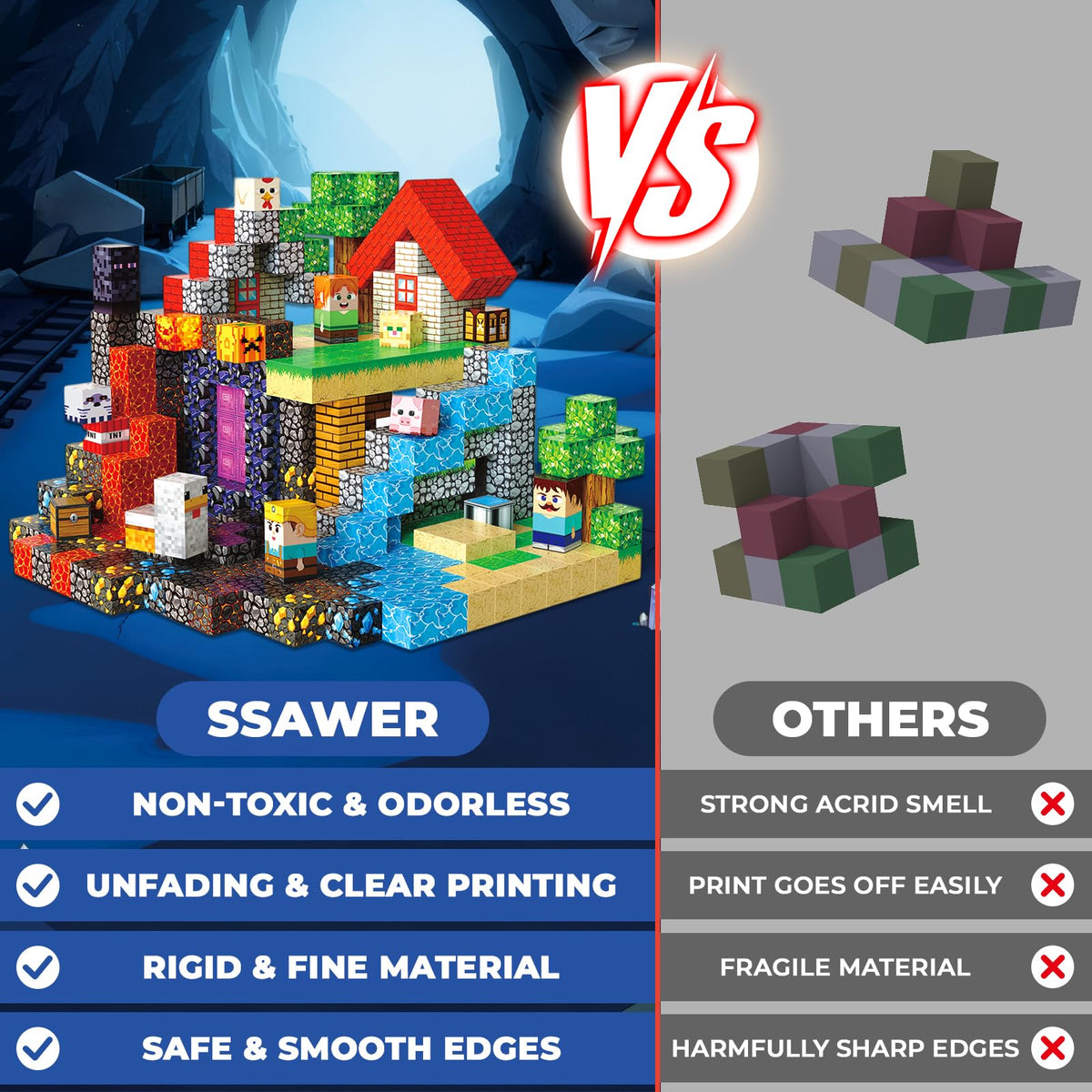 SSAWER Magnetic Blocks, 400PCS Toys Building Blocks Cubes Gifts for Kids 🍁 All In One Marketplace Canada