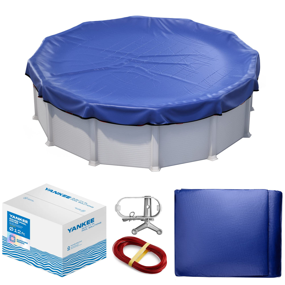 Winter Pool Cover 18 ft Round for Above Ground | Extra Thick & Durable Above-Ground Pool Cover | Sapphire Series of Premium Cold- and UV-Resistant Pool Cover | by Yankee Pool Pillow 🍁 All In One Marketplace Canada