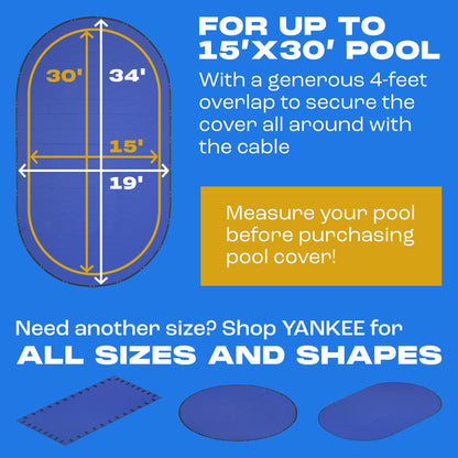 Yankee Pool Cover for Oval Pool | 15 x 30-ft | Oval Winter Pool Cover for Above Ground Pools | Extra Thick & Durable, UV-Resistant | Above-Ground Pool Protection 🍁 All In One Marketplace Canada