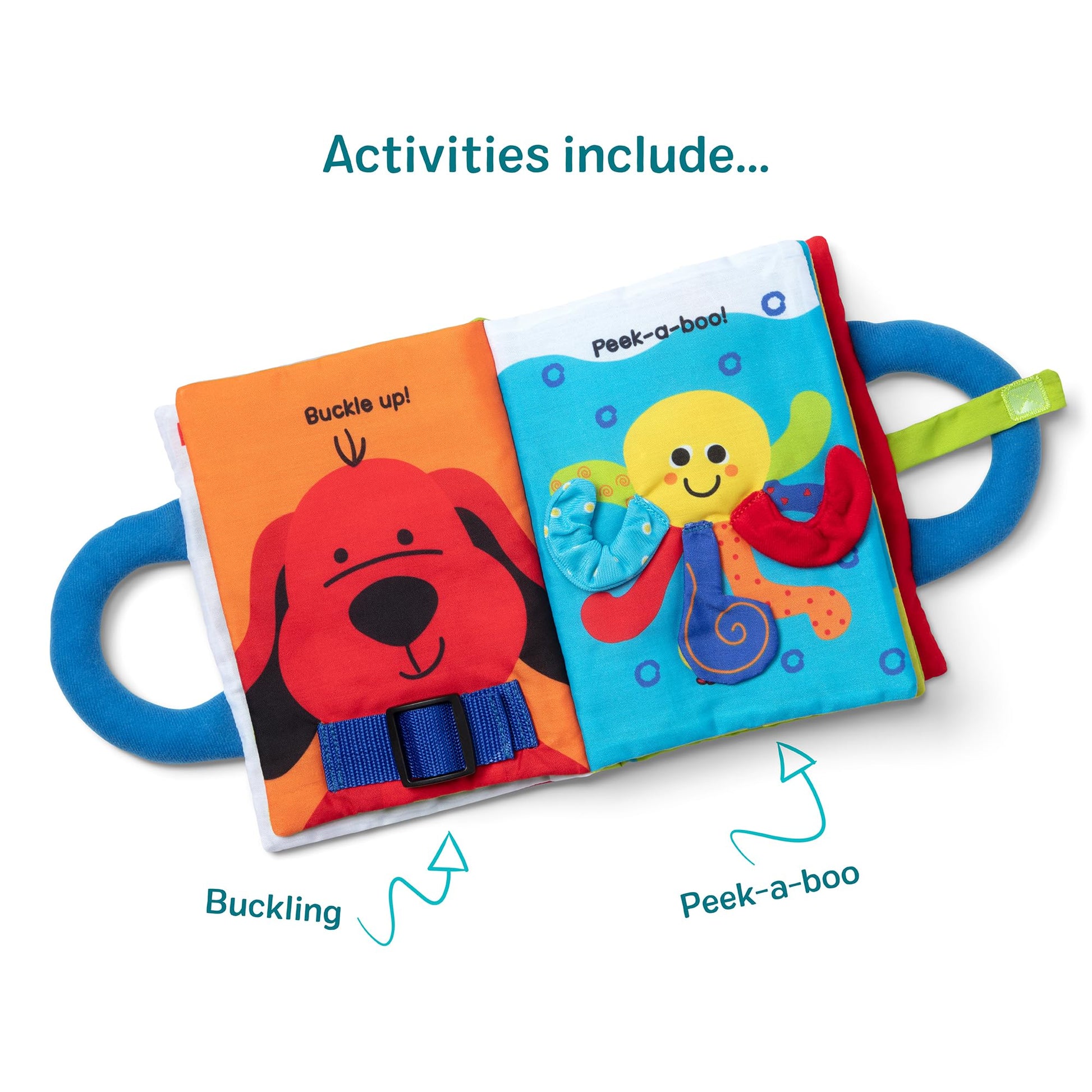 Melissa & Doug K’s Kids My First Activity Book, Soft Cloth Baby Book with Infant Toys—Puppets, Crinkles, Buttons, Buckles & Clock, Machine Washable Montessori Baby Toys for Kids 0–24 Months Melissa & Doug